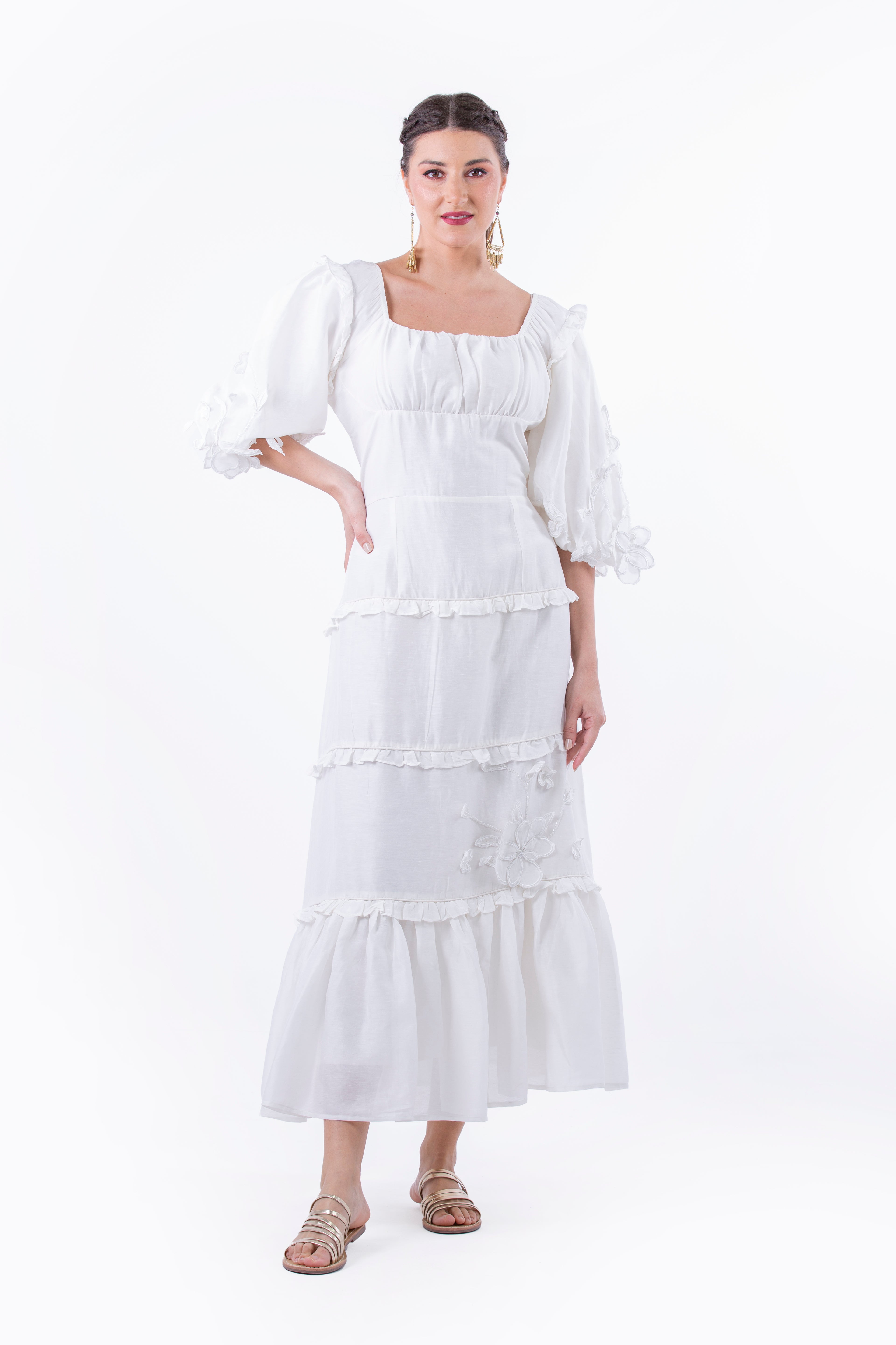 2306070-  Square Neck Tiered Dress