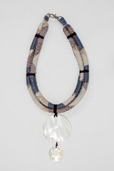 Handcrafted Fabric & Shell Statement Necklace