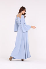 2443020-Off-Shoulder Cut Blue Maxi Dress