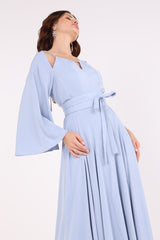 2443020-Off-Shoulder Cut Blue Maxi Dress