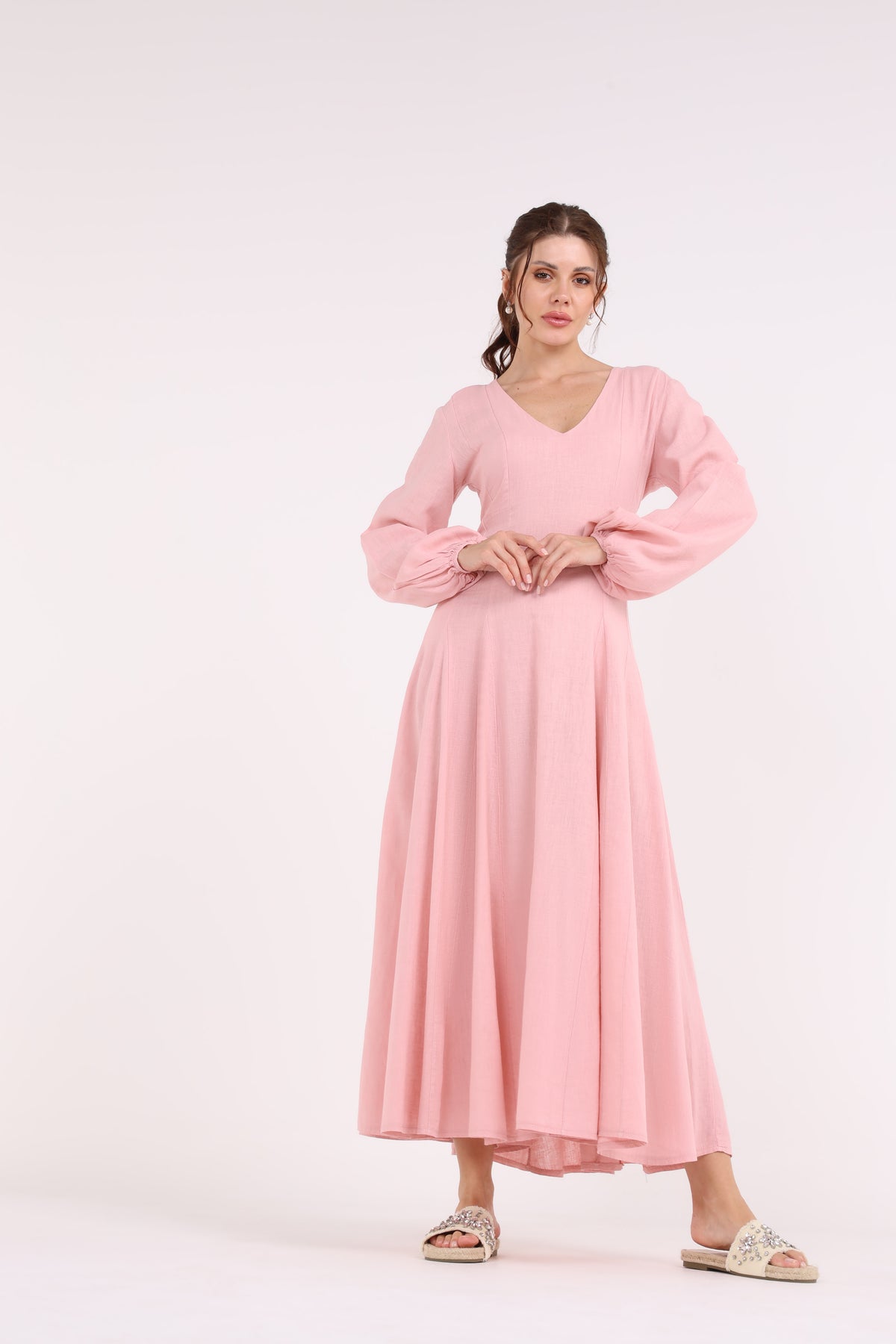 2406182-Solid Flowy Maxi Dress