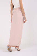 Pleated Waist Maxi Solid Skirt