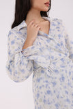 2405036- Printed Notch Collar Wrap Long Sleeve Top