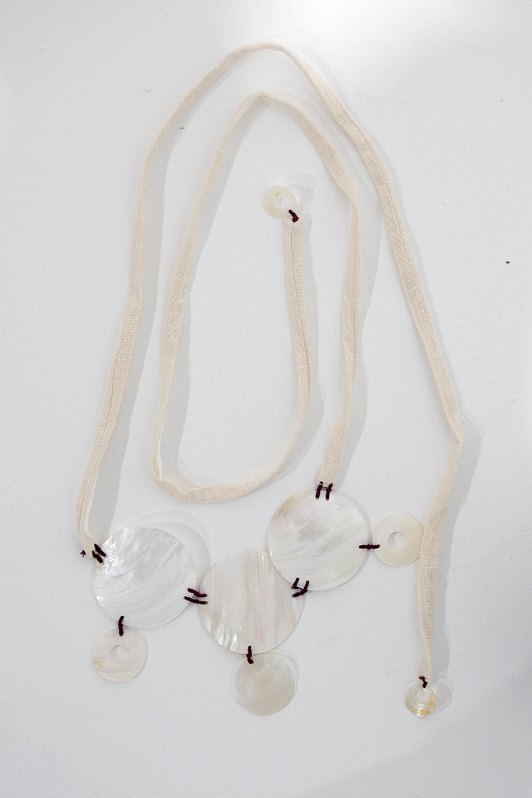 Minimalist Natural Shell & Fabric Necklace