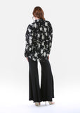 2302170-Black & White Floral Plisse Shirt