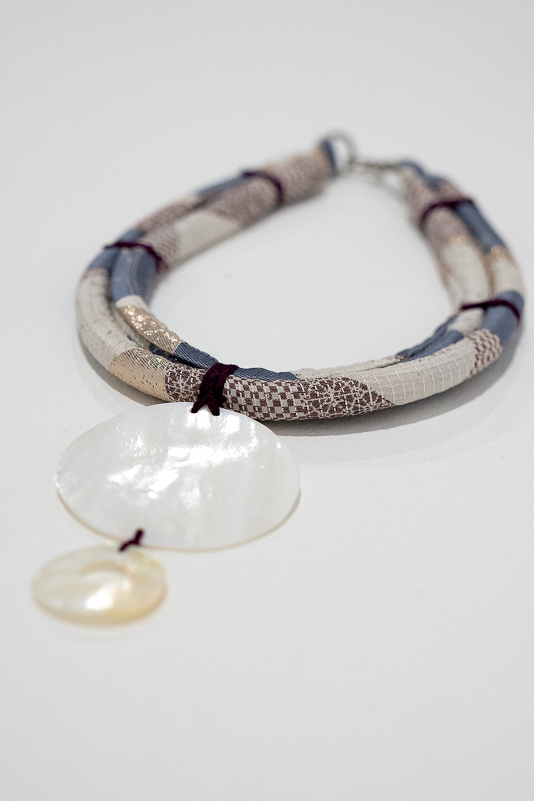 Handcrafted Fabric & Shell Statement Necklace