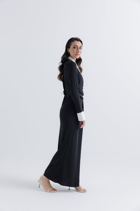 Timeless Luxe Draped Contrast Gown