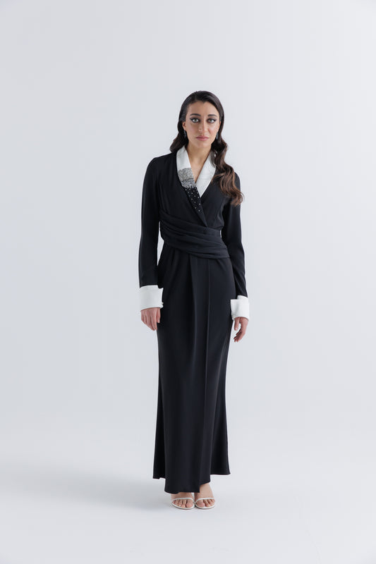 Timeless Luxe Draped Contrast Gown