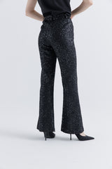 Elegant Black Sequin Flared Pants