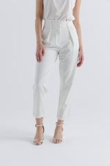 High-Waisted Pinstripe Tapered Pants