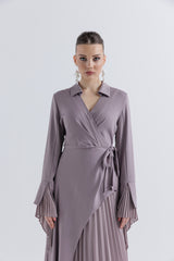 Ethereal Elegance Pleated Wrap Dress