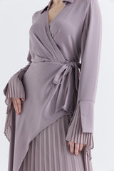 Ethereal Elegance Pleated Wrap Dress