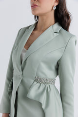 Embellished Waist Peplum Blazer