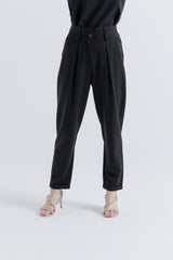 High-Waisted Pinstripe Tapered Pants