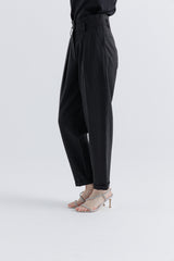 High-Waisted Pinstripe Tapered Pants