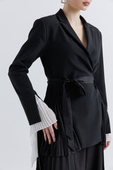 Refined Pleated Wrap Jacket