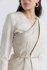 Embellished Asymmetrical Jacquard Jacket