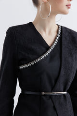 Embellished Asymmetrical Jacquard Jacket