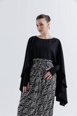 Flowing Cape Top with Elegant Embellishments