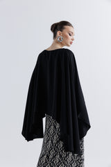 Flowing Cape Top with Elegant Embellishments