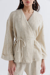 Elegant Textured Wrap Jacket