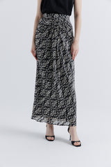 Elegant Draped Pleated Maxi Skirt