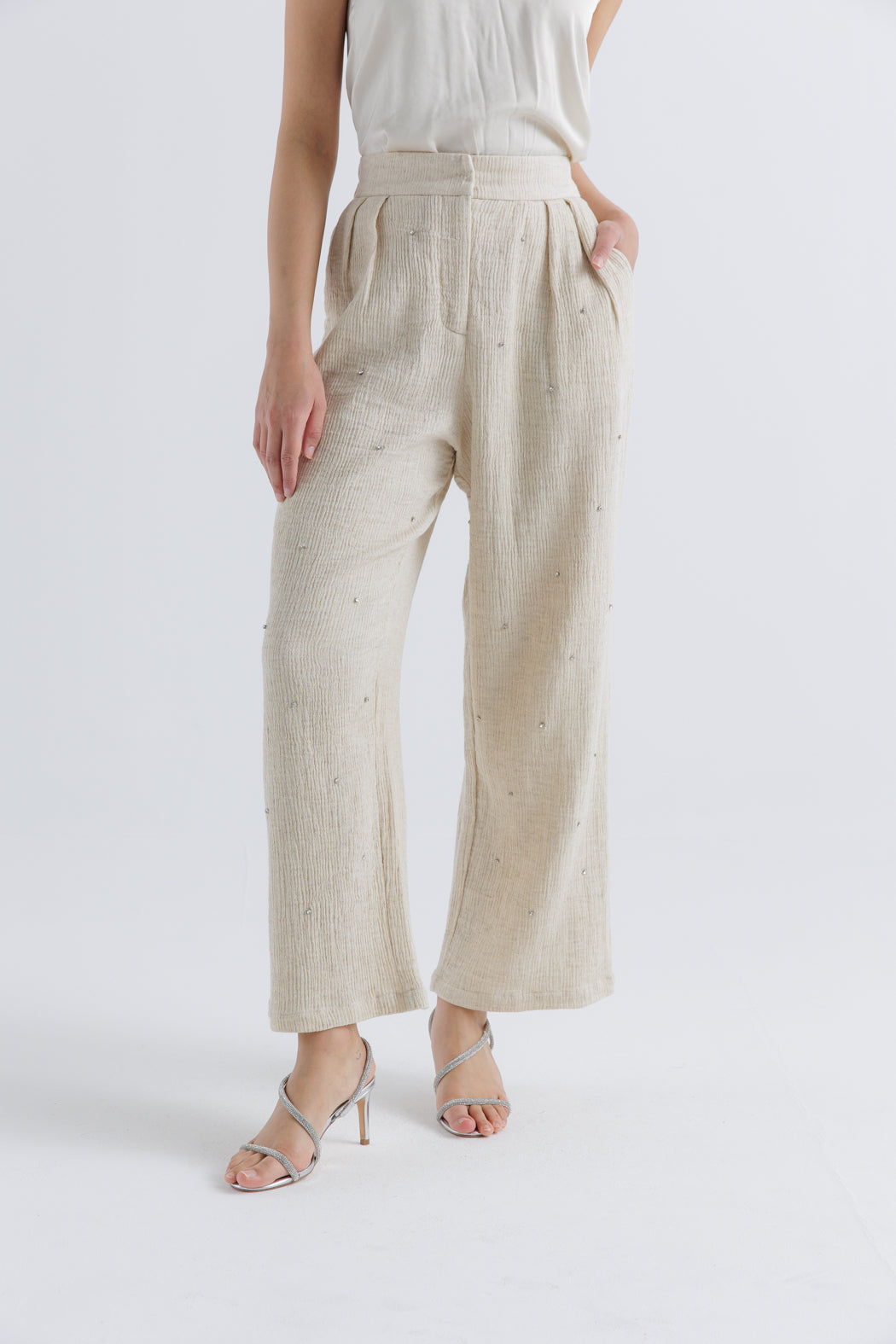 Textured Wide-Leg Pants