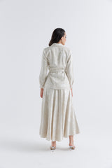 Elegant Asymmetrical Jacquard Satin Wrap Jacket