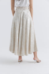 Elegant Jacquard Satin Flared Skirt