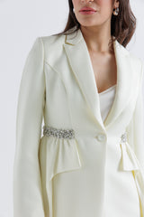 Embellished Waist Peplum Blazer