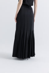 Embellished Waist Pleated Maxi Skirt