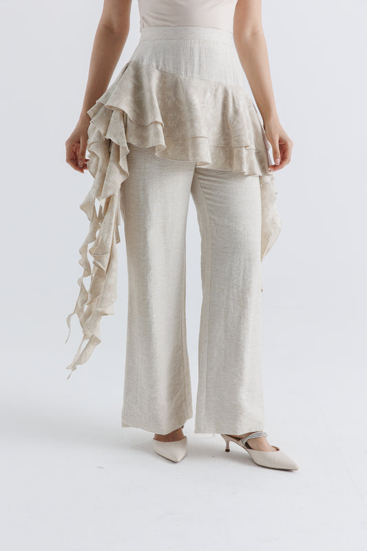 Ruffle-Detail Wide-Leg Pant