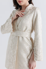 Luxe Brocade Belted Jacket – Elegance Redefined