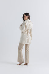 Luxe Brocade Belted Jacket – Elegance Redefined