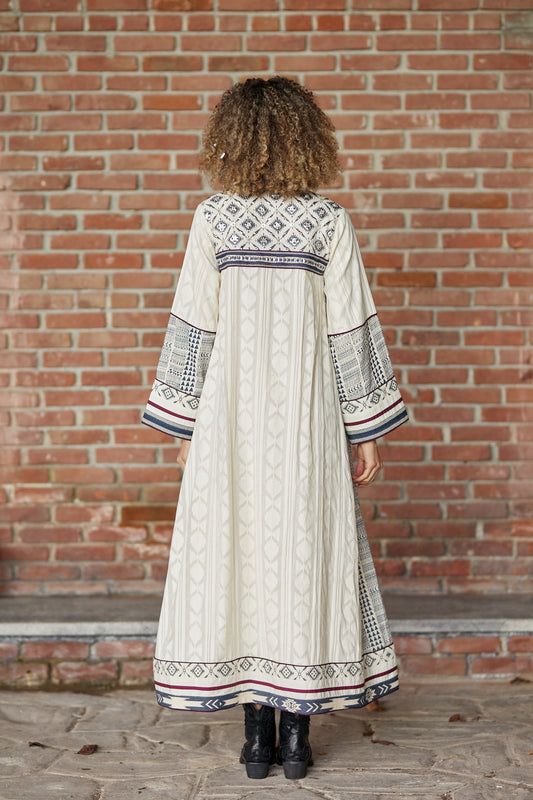 Handmade Embroidered Maxi Shirt Dress