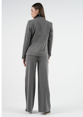 High-Waist Wide-Leg Pants with Contrast Waistband