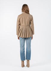 2103039- Pleated Peplum Leather Jacket - Montania Shop