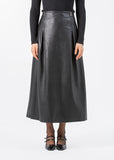 2101016- High Waisted Leather Skirt