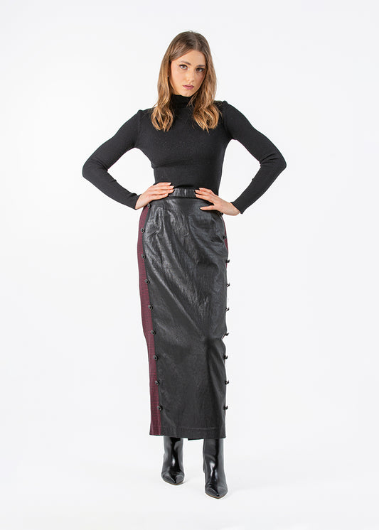 1976005-PU Skirt With Jacquard Detail - Montania Shop