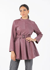 2105044- Leather Peplum Blouse - Montania Shop