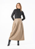 2101016- High Waisted Leather Skirt