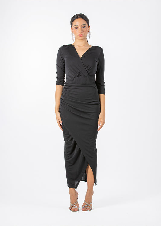 2306191-Asymmetric wrap effect  stretch-jersey maxi dress