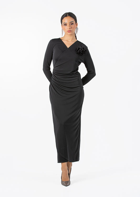 2306192-Asymmetric wrap effect  stretch-jersey maxi dress