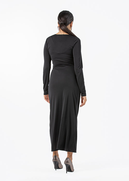 2306192-Asymmetric wrap effect  stretch-jersey maxi dress