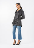2306200-Long Sleeve Top with Feather Cuff Detail