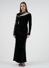 Velvet and Sequins Asymmetrical Dress