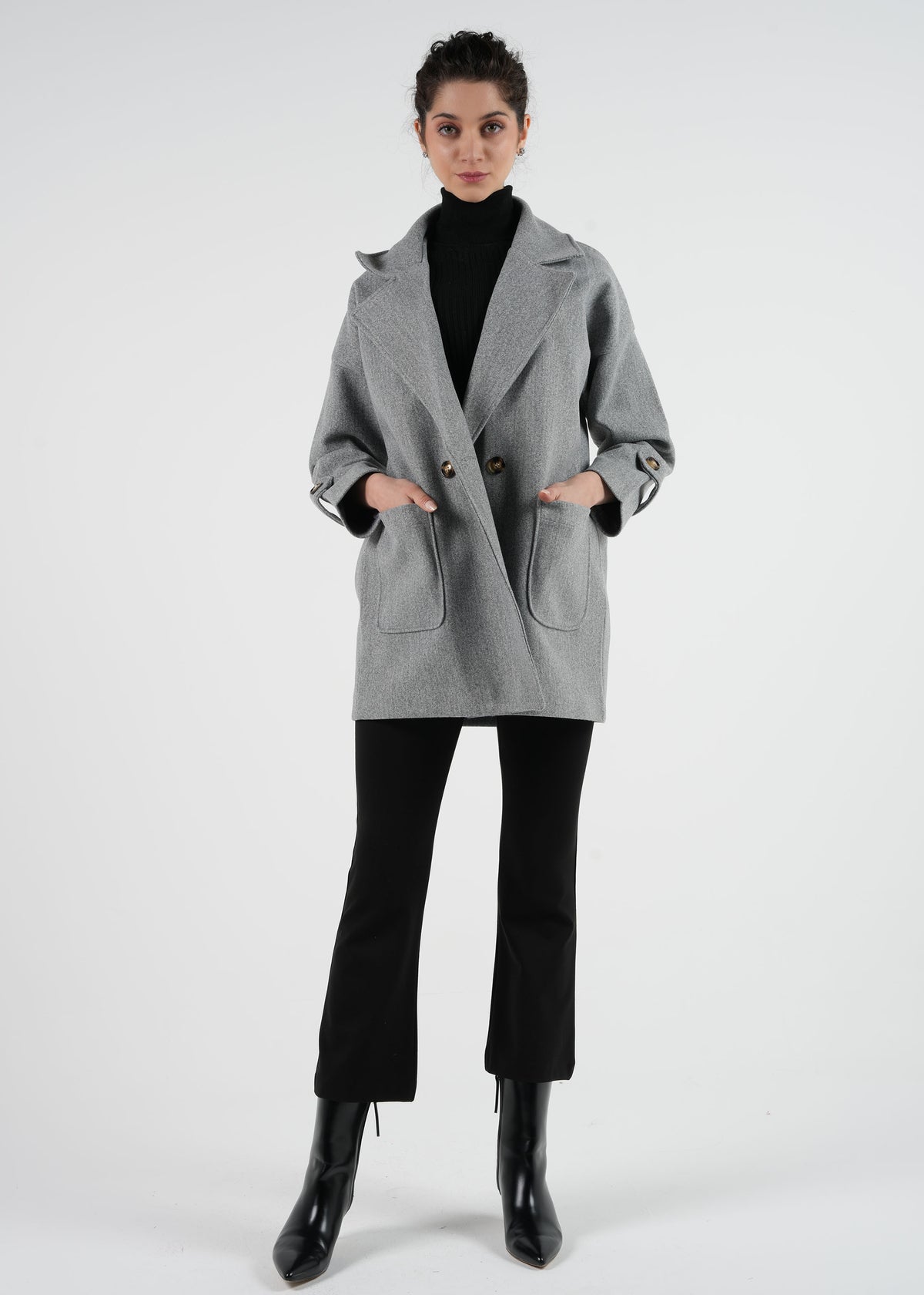 Double-Breasted Wool-Blend Coat