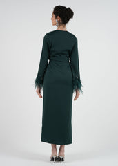 Feather Sleeve Glamorous Evening Dress\فستان مسائي أنيق بأكمام ريش