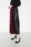 2101017- Wrap Plaid Maxi Leather Skirt - Montania Shop