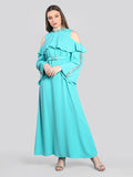 2106001- Bell Sleeves Cold Shoulder Maxi Dress - Montania Shop